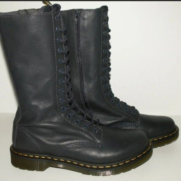 Dr Doc Martens Boots Blue Mid-Calf Zip Ladies US 11 UK 9 EU 43 Used Condition A+ - Picture 2 of 11